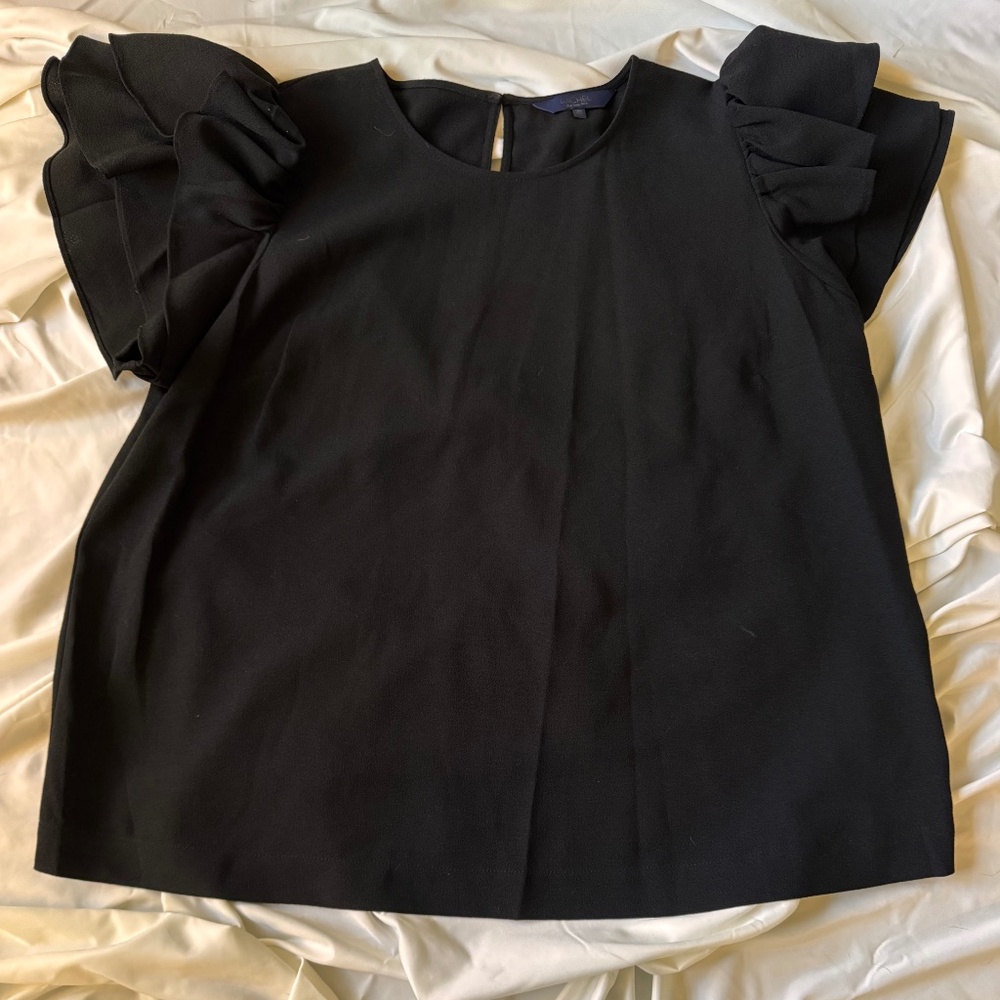 Rachel by Rachel Roy black flutter sleeve crew neck blouse